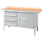 Kastenwerkbank Schäfer Shop Select PWi 150-4, Buche Multiplexplatte, mit Stahlkante, bis 750 kg, B 1500 x T 700 x H 840 mm, Weißaluminium