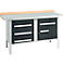 Kastenwerkbank Schäfer Shop Select PWi 150-5, Buche Multiplexplatte, mit Stahlabdeckung, bis 750 kg, B 1500 x T 700 x H 840 mm, Anthrazit