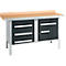 Kastenwerkbank Schäfer Shop Select PWi 150-5, Buche Multiplexplatte, mit Stahlkante, bis 750 kg, B 1500 x T 700 x H 840 mm, Anthrazit