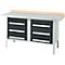 Kastenwerkbank Schäfer Shop Select PWi 150-6, Buche Multiplexplatte, mit Stahlabdeckung, bis 750 kg, B 1500 x T 700 x H 840 mm, Anthrazit