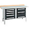 Kastenwerkbank Schäfer Shop Select PWi 150-8, Buche Multiplexplatte, mit Stahlabdeckung, bis 750 kg, B 1500 x T 700 x H 840 mm, Anthrazit