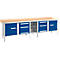 Kastenwerkbank Schäfer Shop Select PWi 300-2, Buche Multiplexplatte, mit Stahlkante, bis 750 kg, B 3000 x T 700 x H 840 mm, Enzianblau
