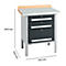 Werkbank mit Schubladen und Holzarbeitsfläche, Masse: 840 x 700 x 750 mm.