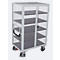 Kastwagen, staal/MDF-plaat, lichtgrijs/donkergrijs, 5 etages, 1245 x 785 mm, dak en dubbele vleugeldeur, afsluitbaar, EasySTOP, tot 500 kg