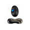 Schwarze Kensington Trackball Maus und Handgelenkauflage, blaues Trackball-Rad, weißer Hintergrund.