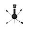 Schwarzes Headset mit vier Mikrofonen, die in verschiedene Richtungen zeigen.