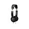 Casque Kensington noir sur fond blanc. On peut voir les écouteurs, le bandeau et la connexion du câble.