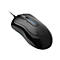 Souris d'ordinateur noire avec logo Kensington. Dessus avec molette de défilement. Connexion par câble.