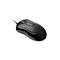 Souris d'ordinateur noire avec câble. Il y a un logo de marque sur le dessus.