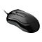 Souris Kensington noire sur fond blanc. Avec câble, molette de défilement et logo.