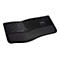 Clavier Kensington ergonomique noir, de forme incurvée avec repose-poignet.