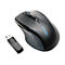 Drahtlose schwarze Maus mit USB-Empfänger, Marke Kensington. Auf weißem Hintergrund.