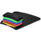 Black mousepad with wrist rest. Various colored layers. Kensington inscription.