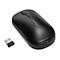 Schwarze Kensington-Maus mit USB-Empfänger auf weißem Hintergrund. Mausrad und Markenlogo sichtbar.