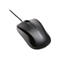 Schwarze Computermaus mit Kabel, Scrollrad und Kensington-Logo.