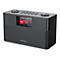Schwarzes Kenwood SmartRadio mit Lautsprechergitter, Display, Bedientasten und Drehreglern vor weißem Hintergrund.