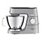 Silberne Kenwood Titanium Chef Baker Küchenmaschine mit Edelstahlschüssel vor weißem Hintergrund.
