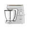 Weiße Kenwood Titanium Chef Baker XL Küchenmaschine mit Edelstahlschüssel vor weißem Hintergrund.