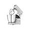 Weiße Kenwood Titanium Chef Baker XL Küchenmaschine mit Edelstahlschüssel und Rührelement auf weißem Grund.