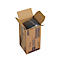 Cardboard box with black content partially visible. The box is open.