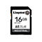 Carte SD Kingston noire avec une capacité de 16 Go.