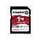 Schwarze Kingston SD-Karte mit 1 TB Speicherkapazität. Aufschrift: Canvas React Plus, 280 MB/s.