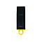 Clé USB noire avec anneau jaune et l'inscription Kingston 128Go.