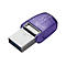 Ein Kingston USB-Stick in Lila und Silber, mit der Aufschrift 128GB, DTmicroDuo 3C.