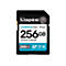 Carte SD Kingston noire avec texte blanc : "Kingston", "CANVAS Go! Plus", "256GB".