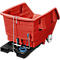 Kippbehälter mit Rollen, Polyethylen, rot, B 960 x T 1530 x H 830 mm, 500 l, Schüttkanthöhe 460 mm, bis 150 kg, Kipp-Arretierungsvorrichtung
