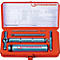 Une boîte à outils Rothenberger orange ouverte avec divers outils métalliques.