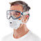 Un homme portant des lunettes de sécurité et un respirateur 3M, regardant droit devant.