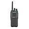 Talkie-walkie Kenwood gris, antenne, boutons, lettrage.