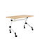 Klappbarer Schreibtisch, mit 4 feststellbaren Rollen, Rechteck, Rundrohr, B 1200 x T 600 x H 720 mm, Ahorn-Dekor/weiß