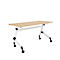 Klappbarer Schreibtisch, mit 4 feststellbaren Rollen, Rechteck, Rundrohr, B 1400 x T 600 x H 720 mm, Ahorn-Dekor/weiß