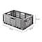 Hellgraue, faltbare Transportbox mit Maßangaben: 570 mm x 370 mm x 222 mm.