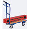 Klappbügelwagen, Stahl/MDF-Platte, Enzianblau/Buche-Dekor, L 720 x B 450 mm, Rohrschiebegriff mit Querstrebe, TPE-Rollen mit Totmannbremse, 150 kg