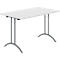 Klaptafel - B 1200 x D 700 x H 720 mm - dubbel T-poot frame - speciaal klapbeslag en vloercompensatie - lichtgrijs/antraciet - Schäfer Shop Select 