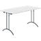Klaptafel - B 1400 x D 700 x H 720 mm - dubbel T-poot frame - speciaal klapbeslag en vloercompensatie - lichtgrijs/antraciet - Schäfer Shop Select