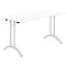 Klaptafel - B 1400 x D 700 x H 720 mm - dubbel T-poot frame - speciaal klapbeslag en vloercompensatie - wit/aluzilver - Schäfer Shop Select
