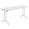 Klaptafel - B 1600 x D 700 x H 720 mm - dubbel T-poot frame - speciaal klapbeslag en vloercompensatie - lichtgrijs/alusilver - Schäfer Shop Select