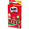 Eine Packung Pritt Klebestifte, rot, mit Schriftzug. Unten: Original, Klebestifte mit freundlichem Gesicht.