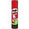 Ein roter Pritt-Klebestift mit Schriftzug. Auf dem Etikett sind ein lächelndes Maskottchen, die Aufschrift "Pritt Original" und weitere Informationen zu sehen.