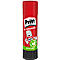Ein roter Pritt-Klebestift mit weißem Deckel. Mit Pritt-Logo, Comic-Figur und grünen Logos.