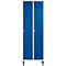 Kledinglocker - 2 compartimenten - B 630 x D 500 X H 1850 mm - met poten – met draaigrendelslot - lichtgrijs RAL 7035/gentiaanblauw RAL 5010 – ons merk Schäfer Shop Pure