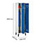 Kledinglocker - 2 compartimenten - B 630 x D 500 X H 1850 mm - met poten – met draaigrendelslot - lichtgrijs RAL 7035/gentiaanblauw RAL 5010 – ons merk Schäfer Shop Pure