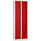 Kledinglocker, 2 deuren, B 800 x H 1800 mm cilinderslot, lichtgrijs/rood