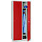 Kledinglocker, 2 deuren, B 800 x H 1800 mm cilinderslot, lichtgrijs/vuurrood