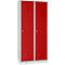 Kledinglocker, 2 deuren, B 800 x H 1800 mm draaigrendelslot, lichtgrijs/vuurrood