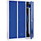 Kledinglocker, 3 deuren, B 1200 x H 1800 mm cilinderslot, lichtgrijs/blauw